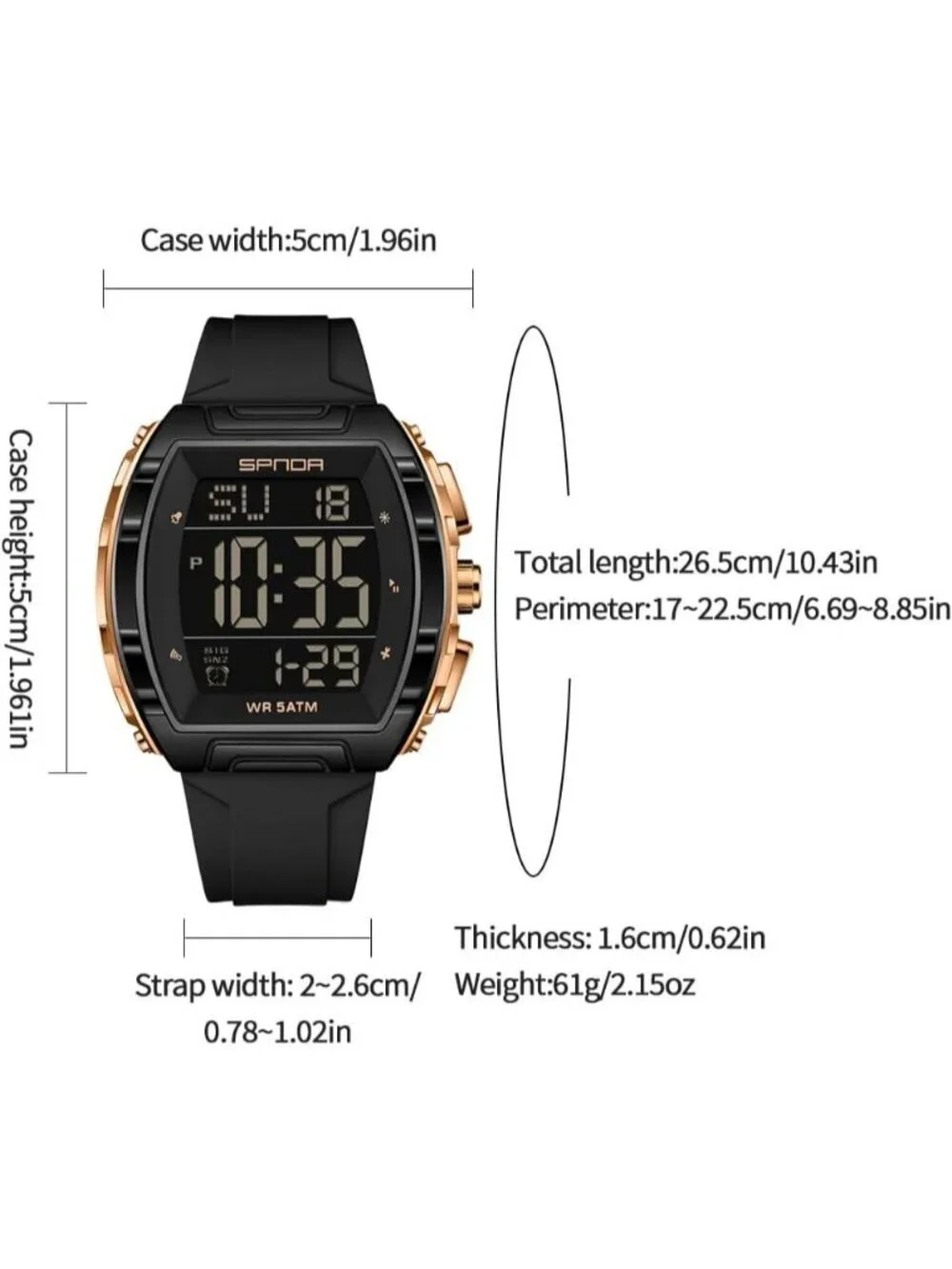 Men's Green Analog Quartz Tonneau Shape Dual Waterproof Digital Luxury Watch